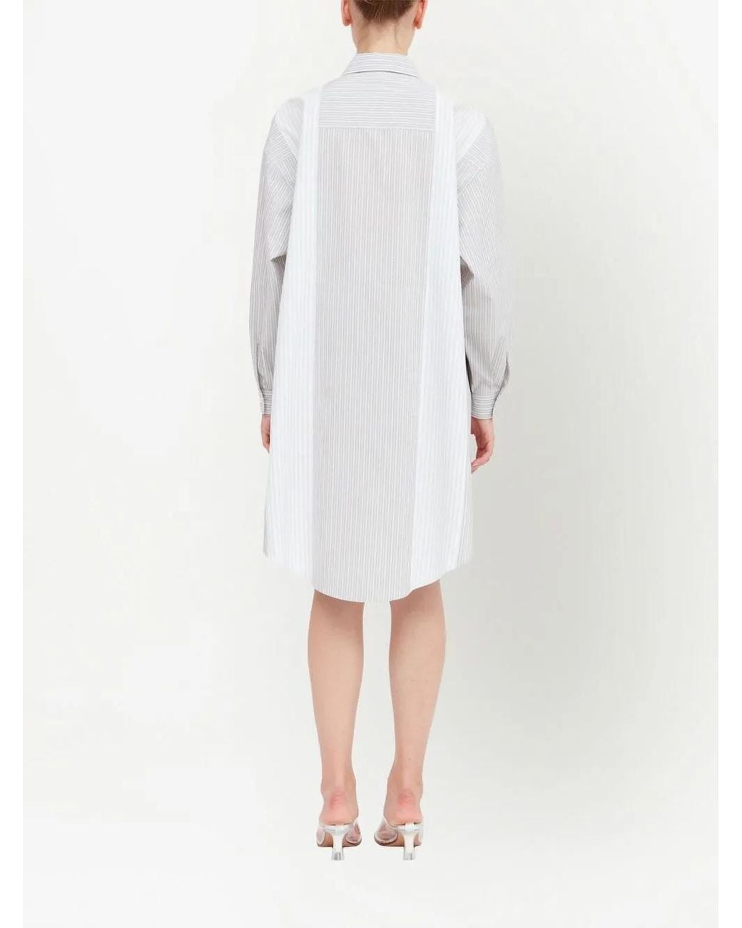 MM6 by Maison Margiela White Striped Shirt Dress