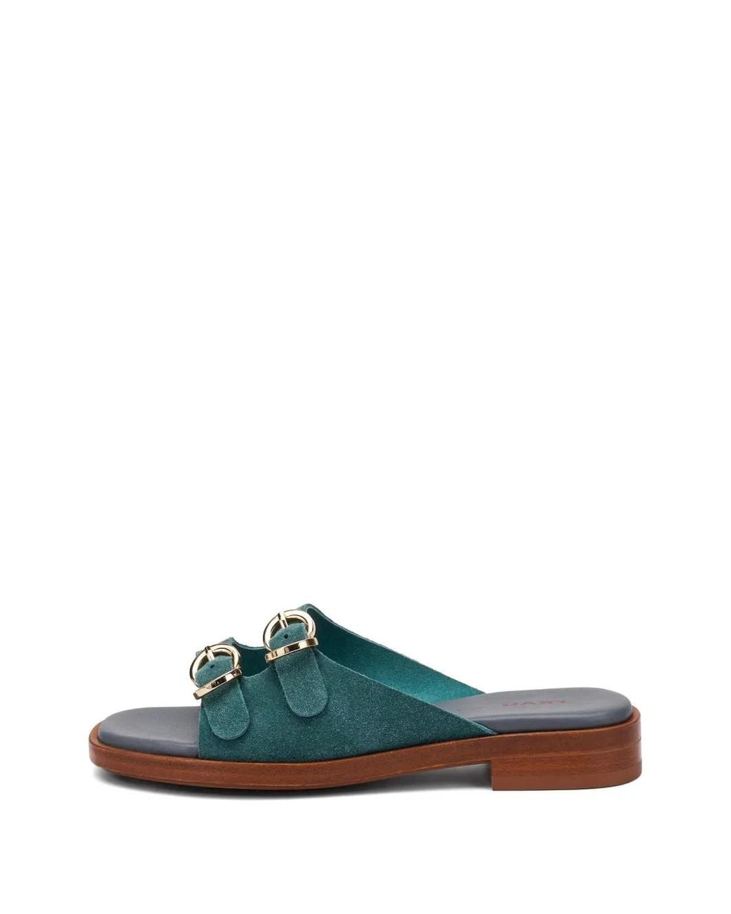 Frau Green Double-Buckle Suede Sandals
