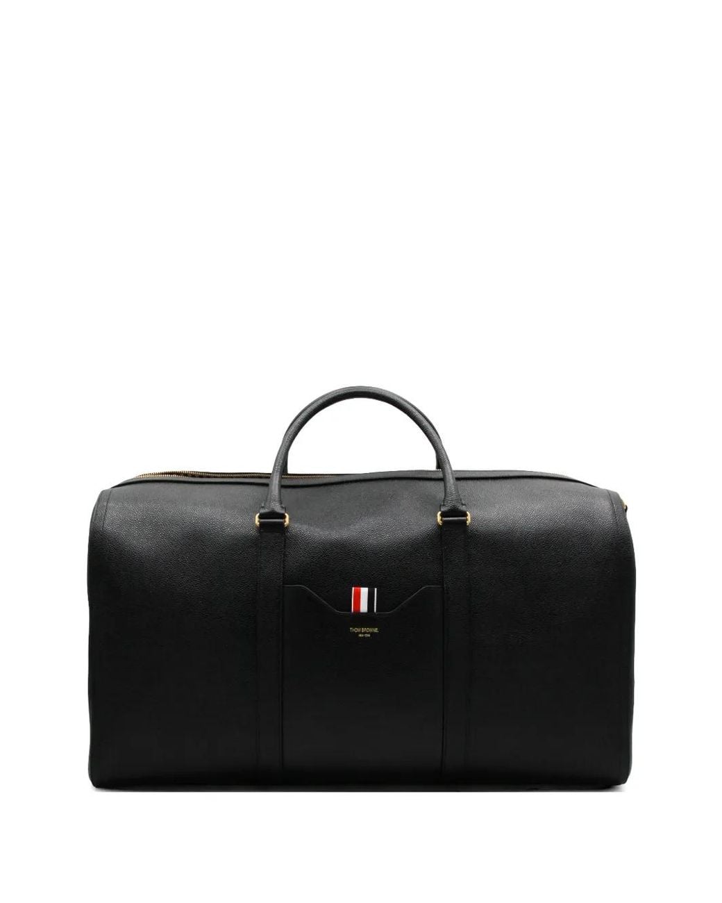 Thom Browne Black Pebbled Leather Luggage Bag for men