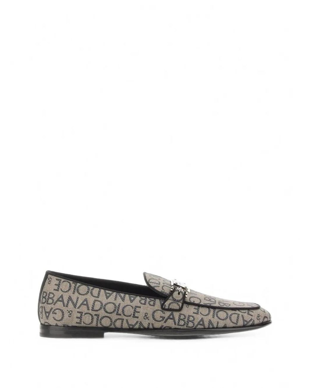 Dolce & Gabbana White Logo-Jacquard Plaque-Detail Loafers for men