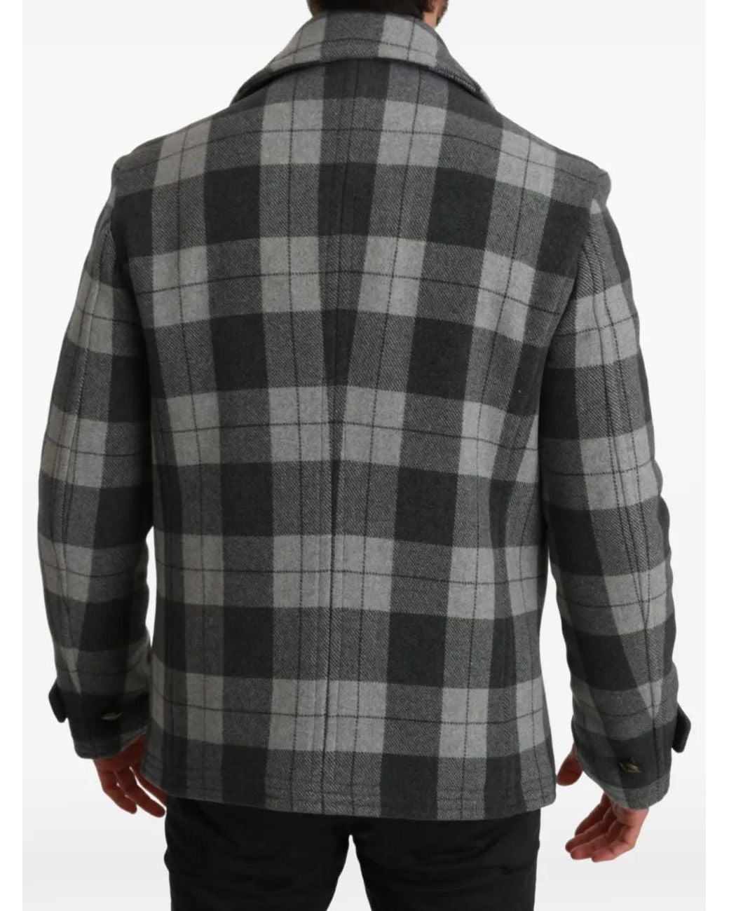 Dolce & Gabbana Black Check-Pattern Double-Breasted Jacket for men