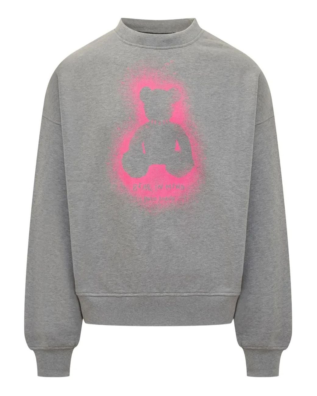 Palm Angels Gray Spray Bear Sweatshirt for men