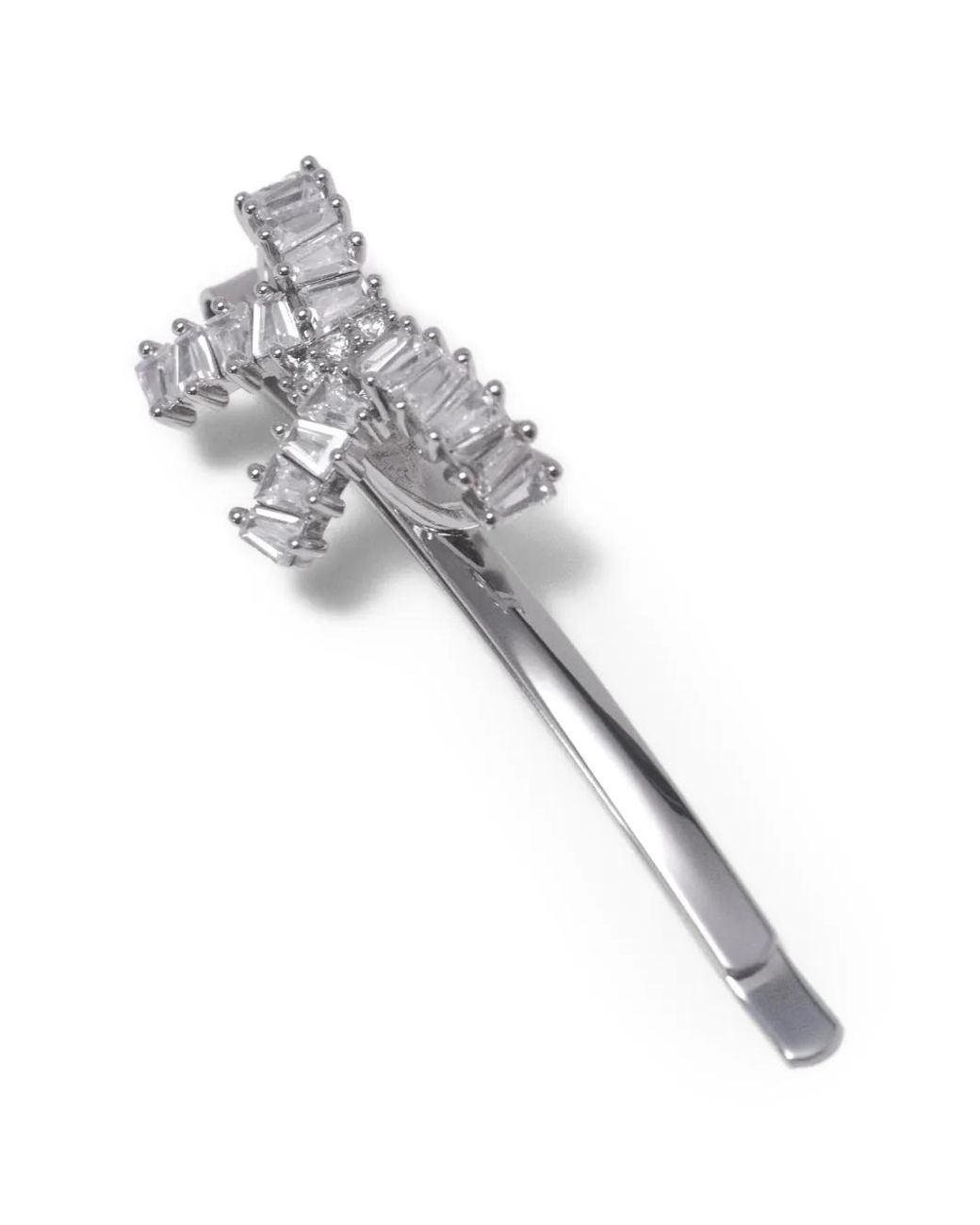 Maje White Rhinestone Bow Barrette