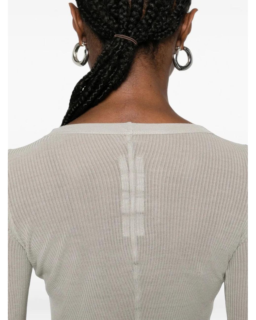 Rick Owens White Ribbed Cropped T-Shirt
