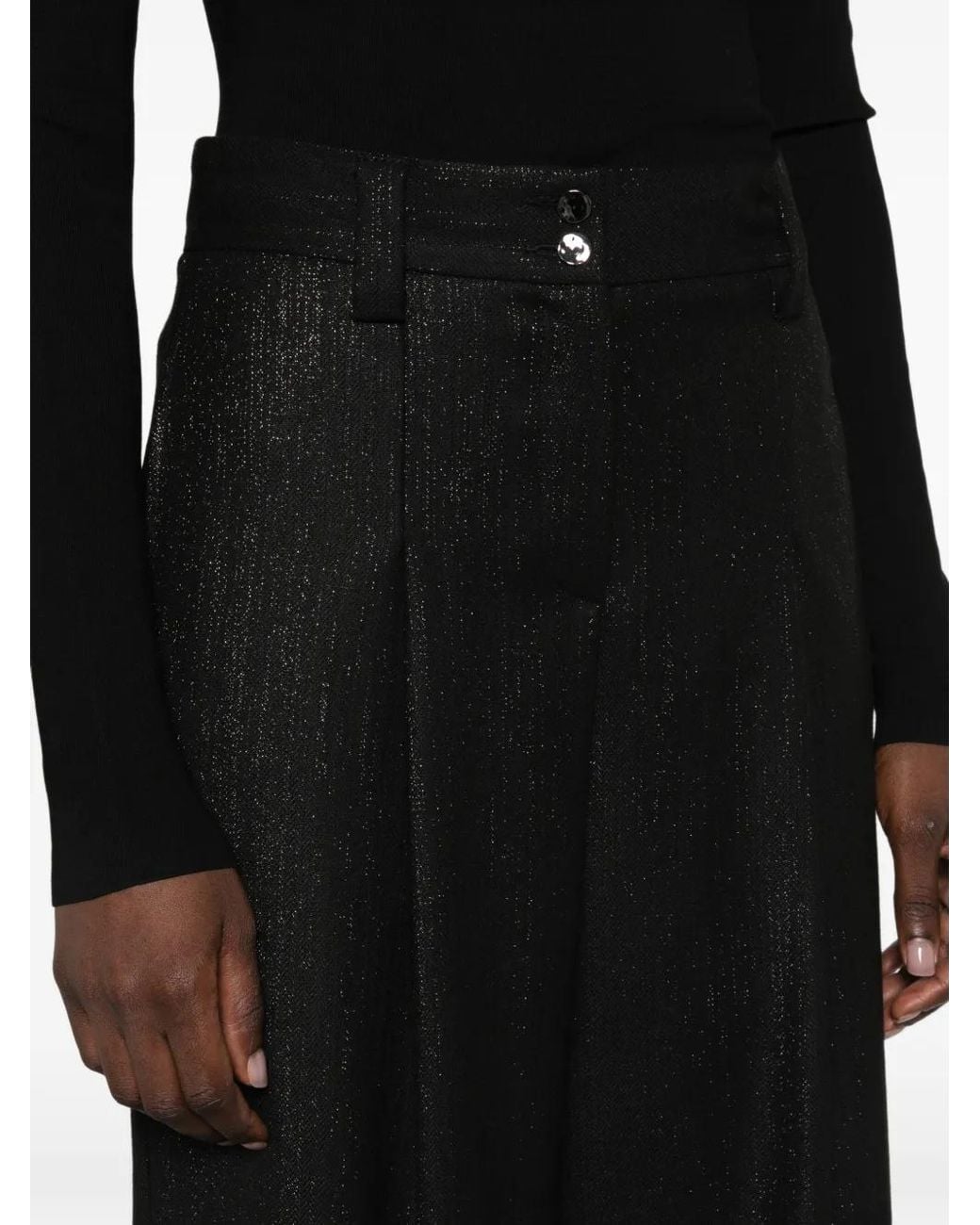 Pennyblack White Glitter-Effect Wide-Leg Trousers