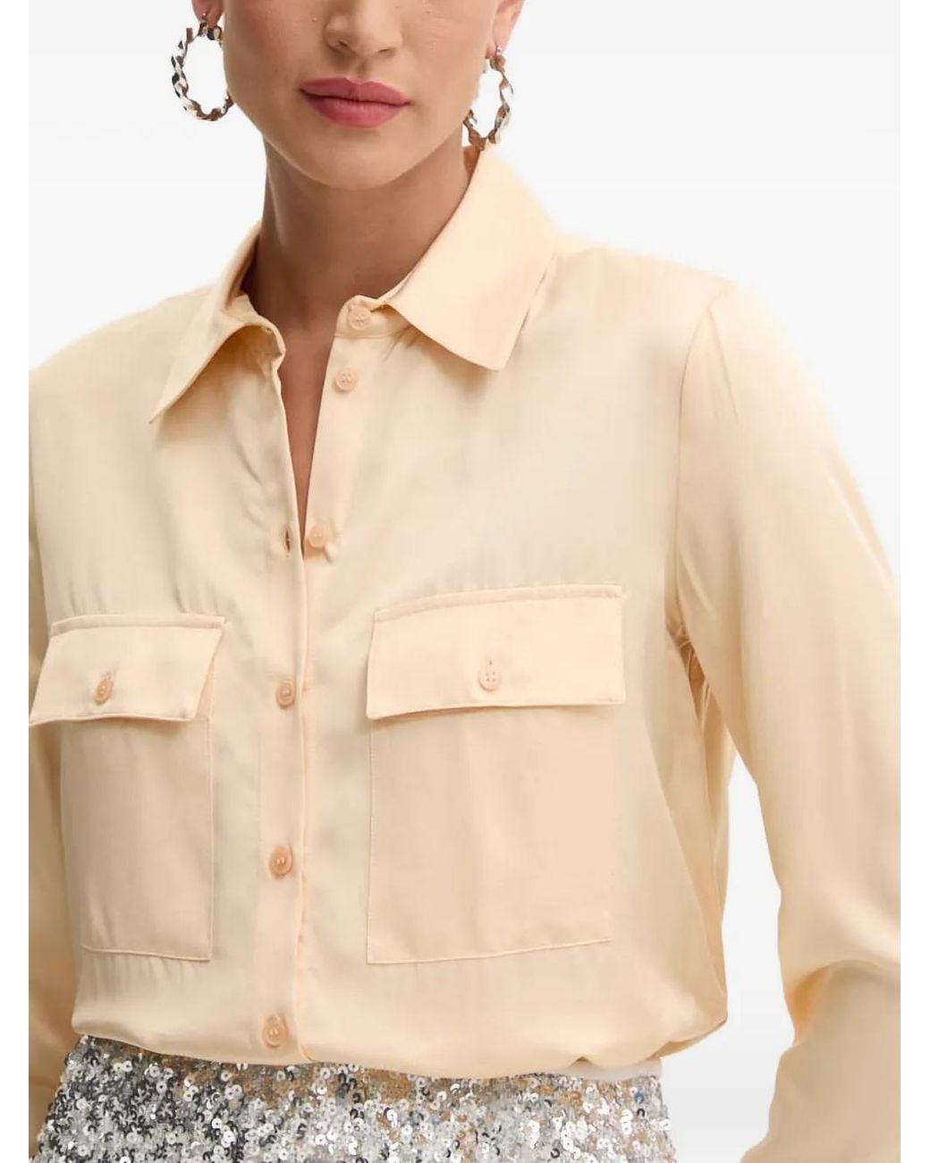 Patrizia Pepe Natural Buttoned Pocket Shirt