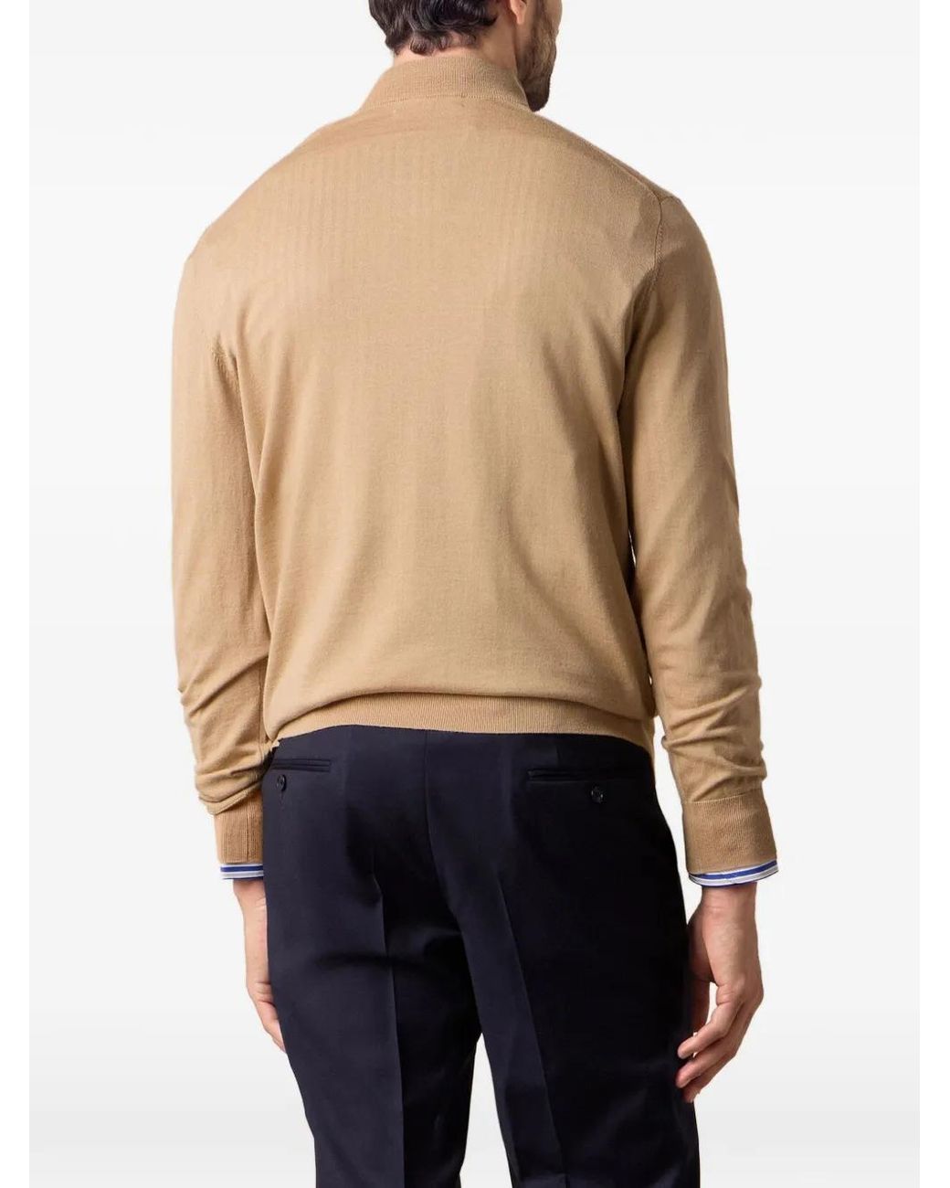 Brooks Brothers Natural Half-Zip Mock-Neck Sweater for men