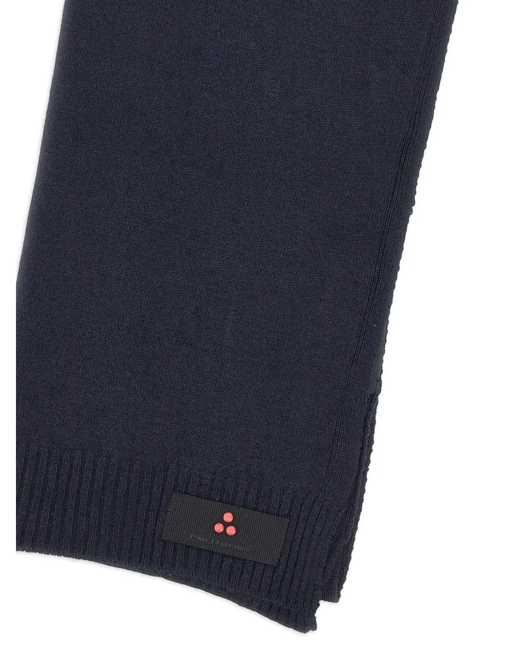 Peuterey Blue Adasic Ribbed Logo-Patch Scarf