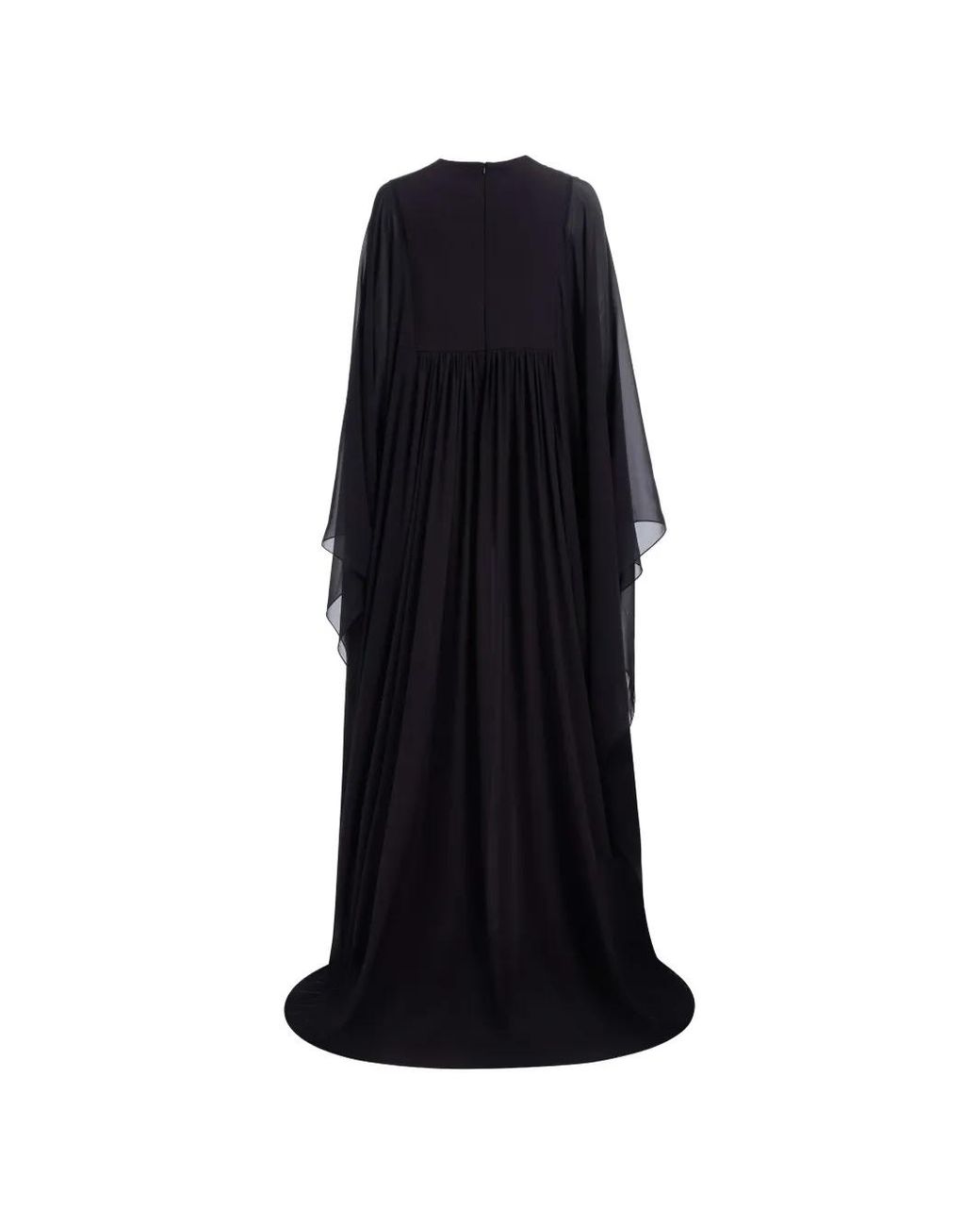 Elie Saab Black Embellished-Detail Silk Maxi Dress