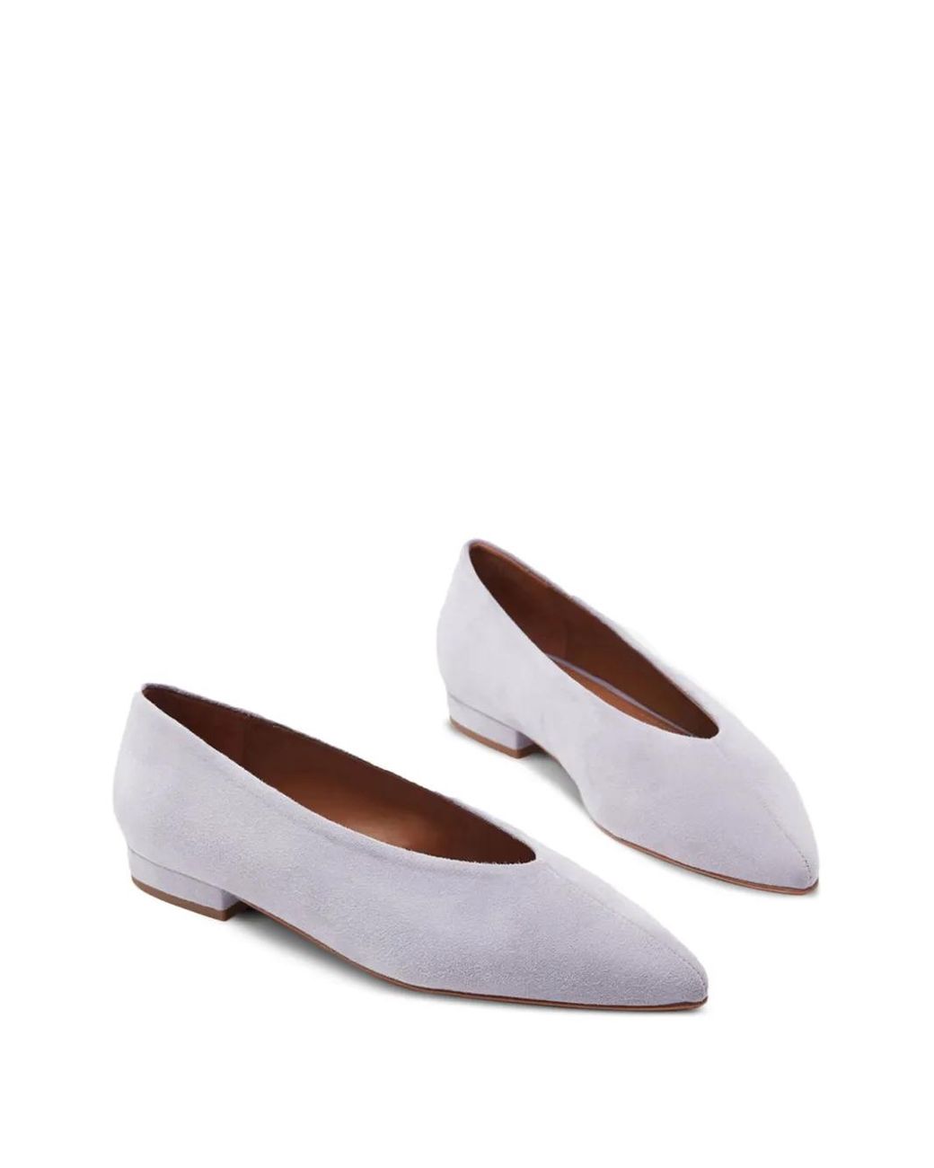 Flattered Gray Pointed-Toe Suede Flat Pumps