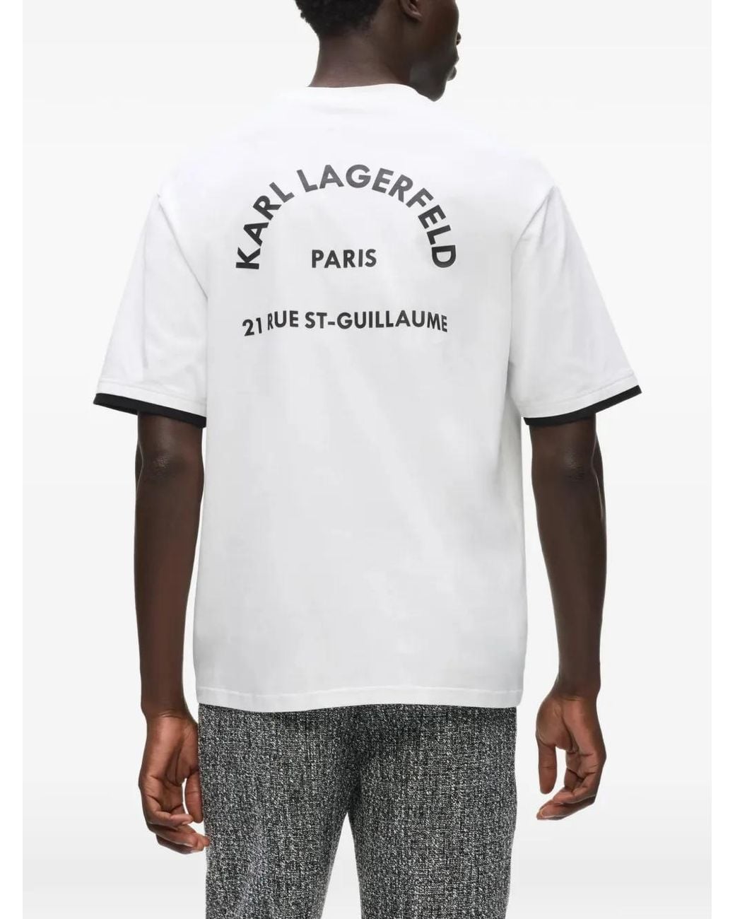 Karl Lagerfeld White 21 Rue St-Guillaume Double-Collar T-Shirt for men