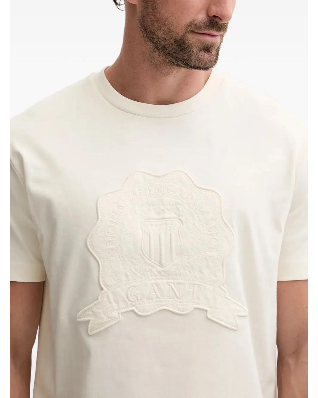 Gant White T-Shirt À Patch Brodé for men