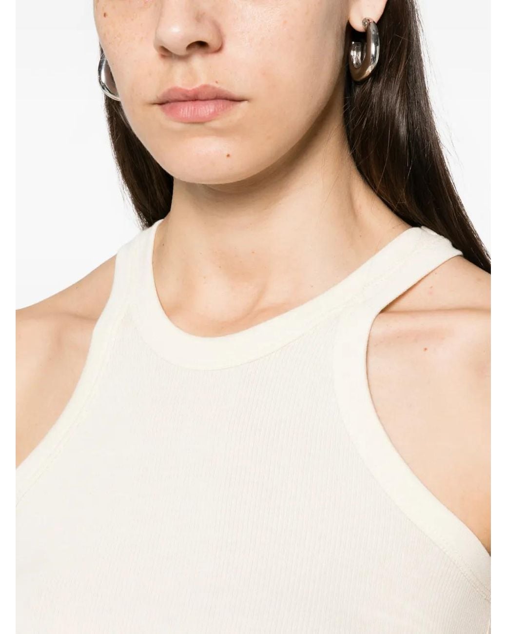 Sportmax White Ribbed-Knit Tank Top