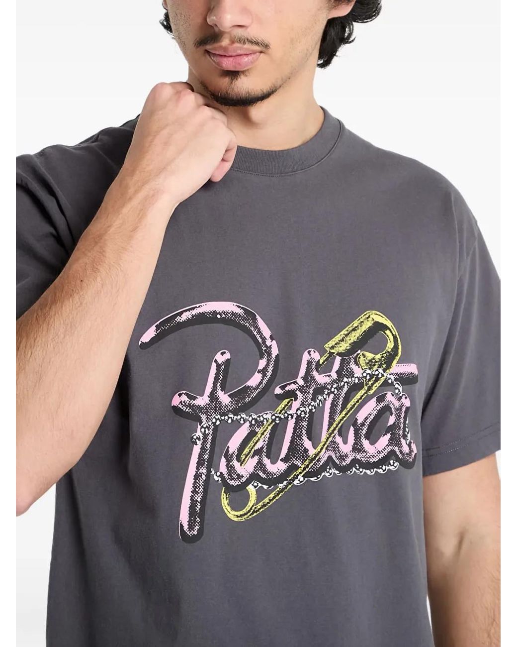PATTA Gray Pinned Graphic-Print T-Shirt