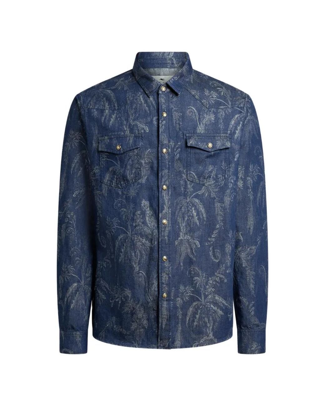 Etro Blue All-Over Jacquard-Motif Shirt for men