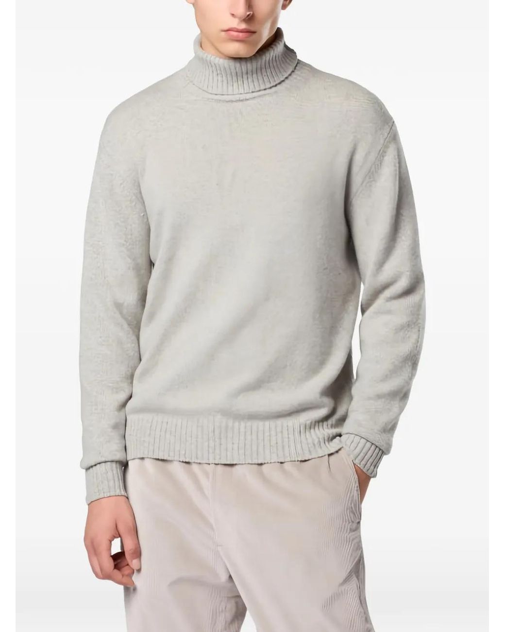 Sease Gray Roll-Neck Ribbed Cashmere Sweater for men