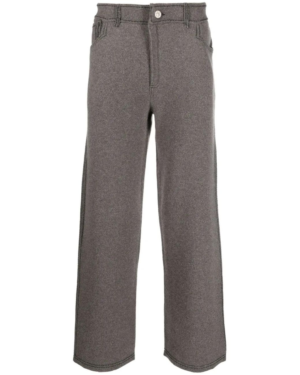 Barrie Gray Contrast-Stitching Denim-Effect Trousers for men