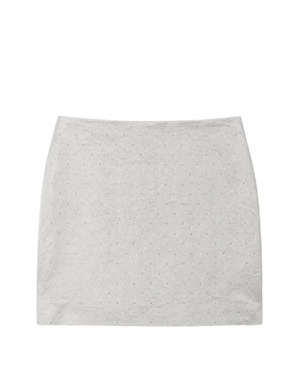 Reformation White Carla Embellished Mini Skirt