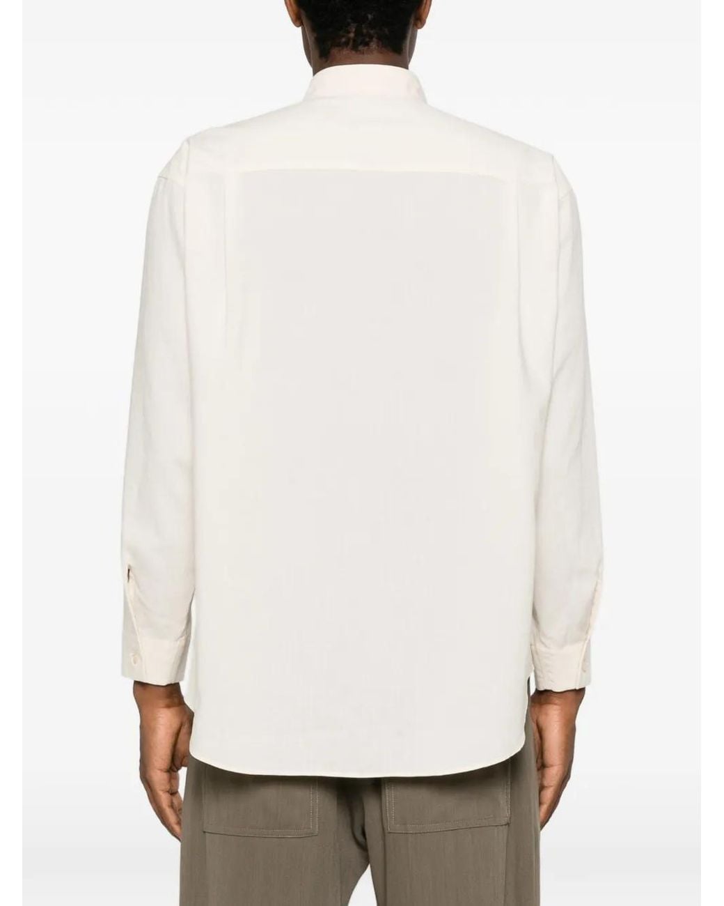 Homme Plissé Issey Miyake White Button-Fastening Long-Sleeve Shirt for men