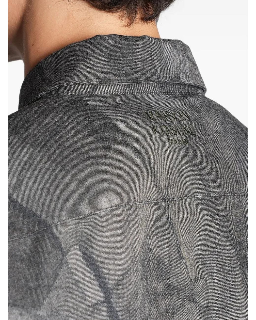 Maison Kitsuné Gray Geometric-Print Shirt for men