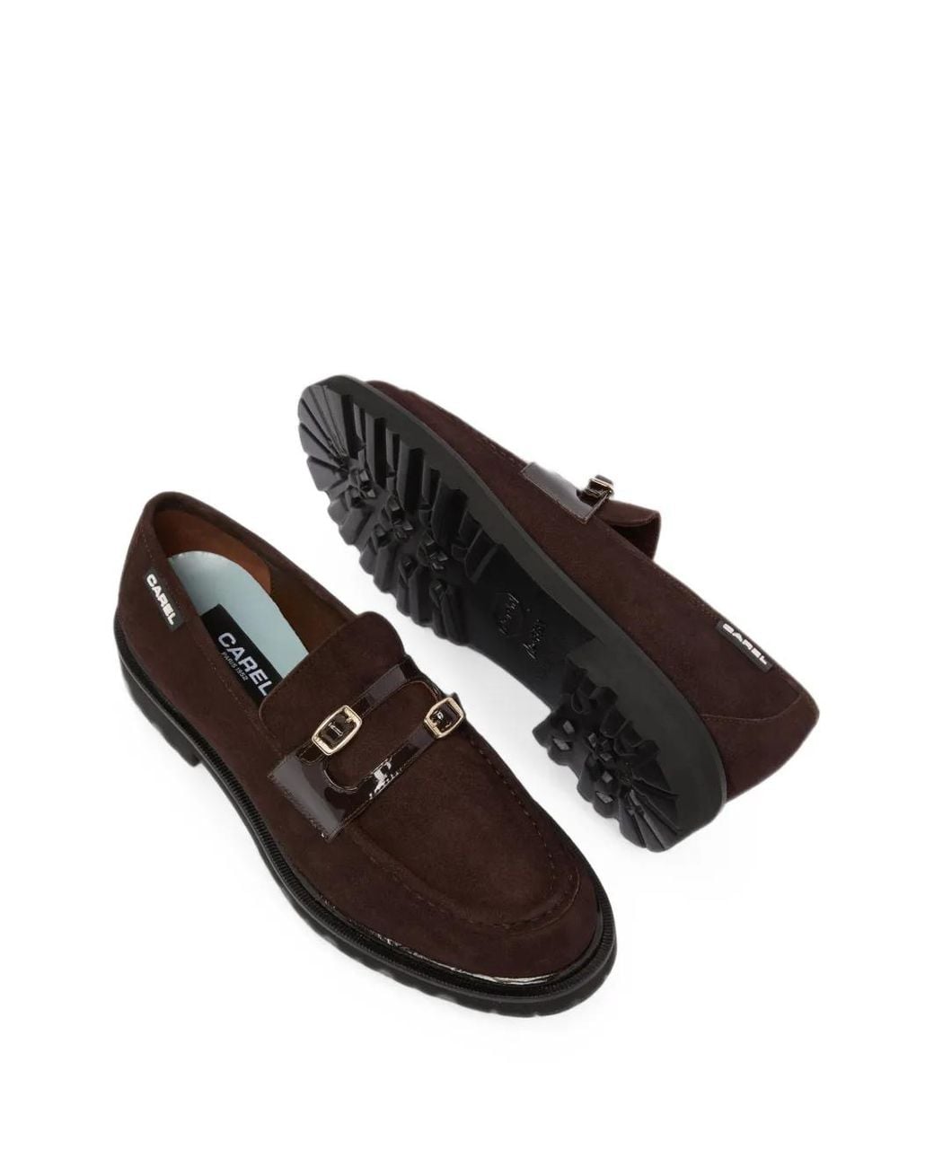 CAREL PARIS White Giovanna Buckle-Detail Suede Loafers
