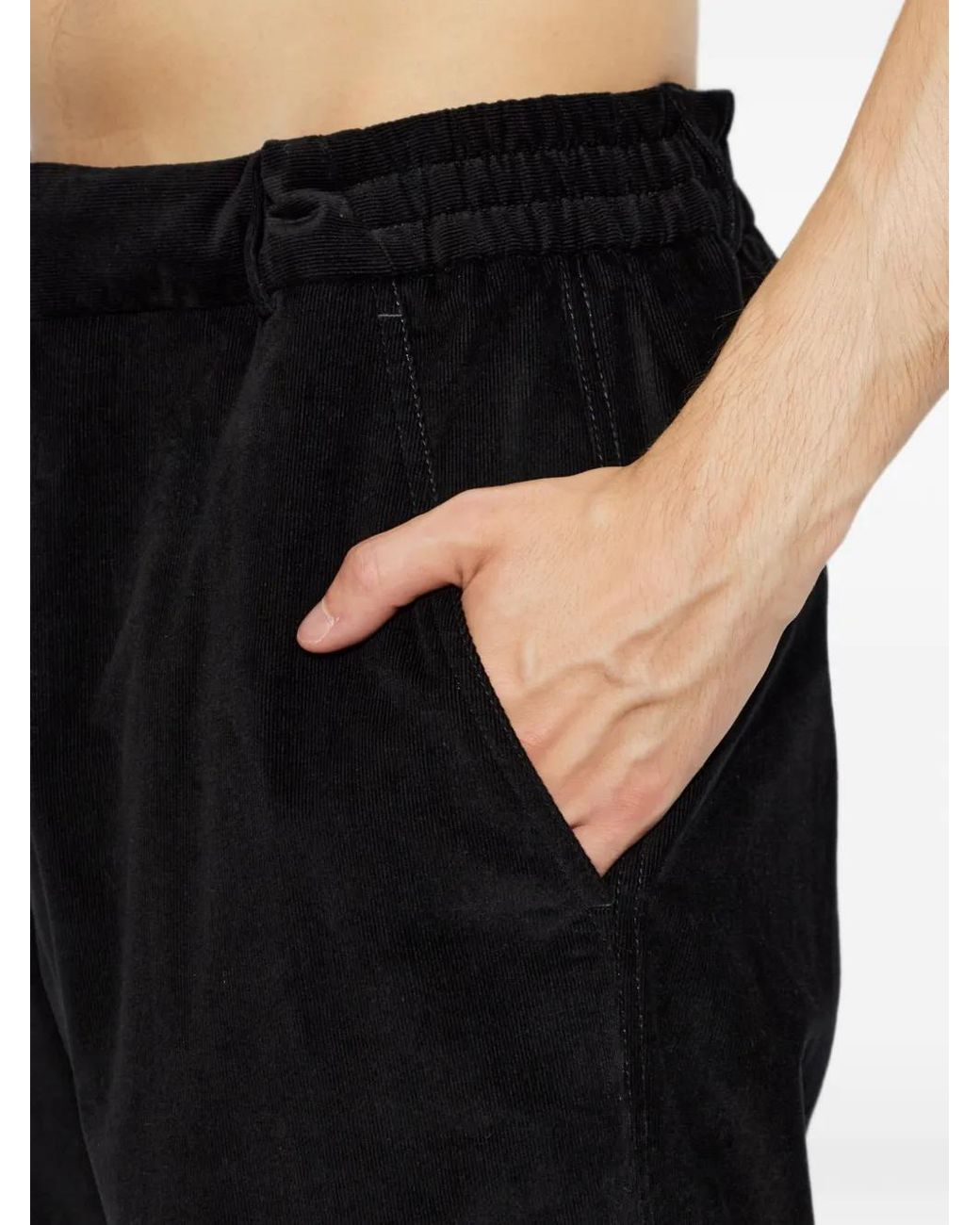 Moncler Black Corduroy Straight-Leg Trousers for men