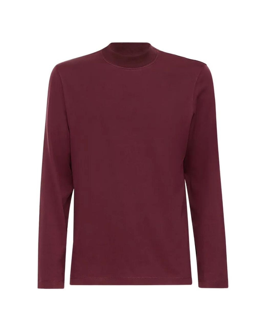 Brunello Cucinelli Purple Cotton Jersey Long-Sleeve Mock-Neck T-Shirt for men