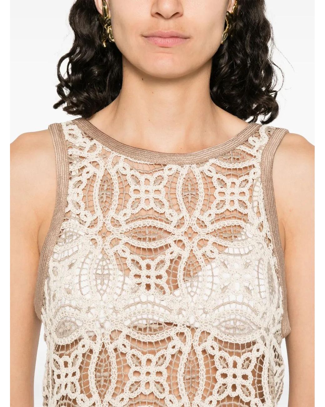 MOUTAKI Natural Gehäkeltes Trägershirt