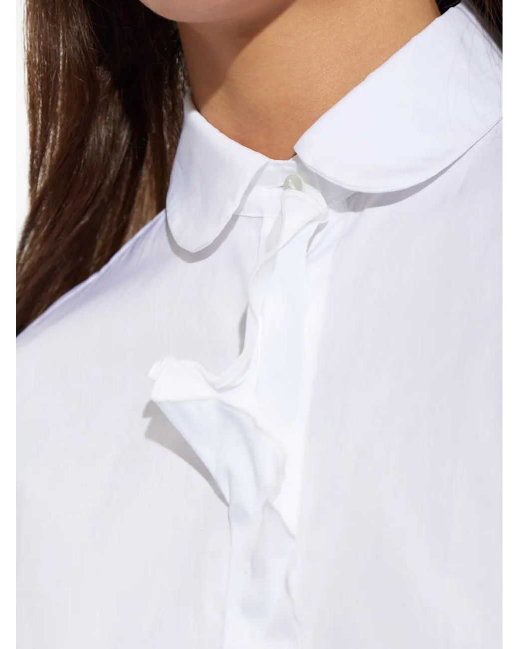 R13 White Ruffle-Trim Peter Pan-Collar Shirt