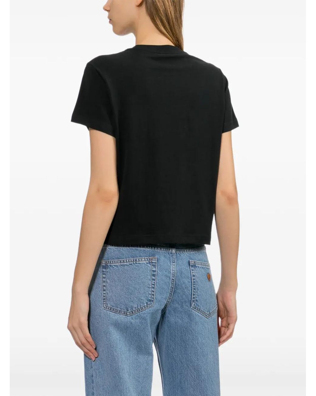AAPE BY A BATHING AP Black Heart Motif Crew Neck T-Shirt