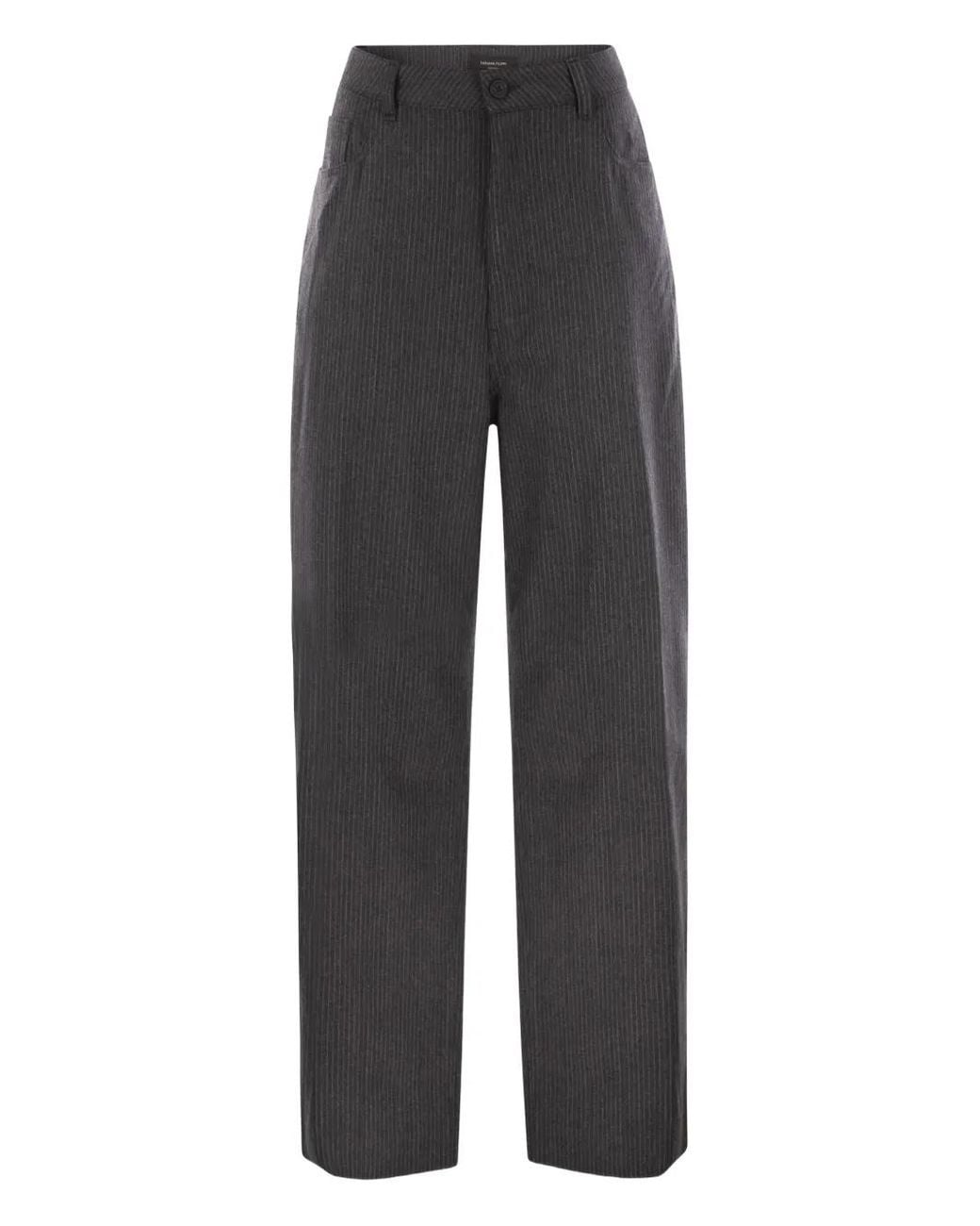 Fabiana Filippi Gray Pinstripe-Pattern Trousers