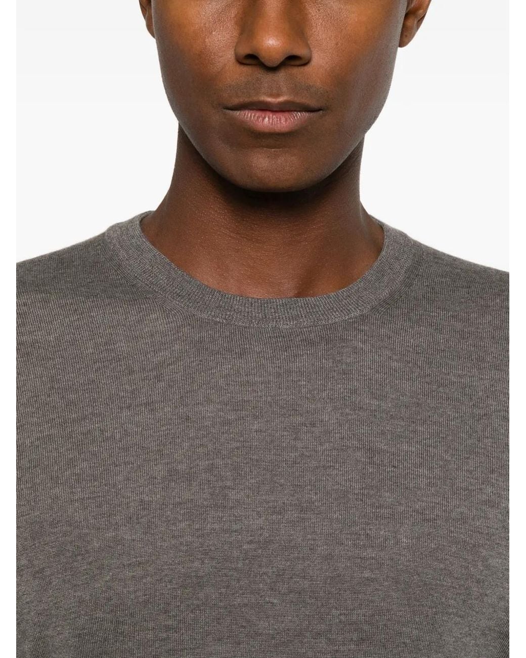 Gran Sasso Gray Crew Neck Long-Sleeve Sweater for men