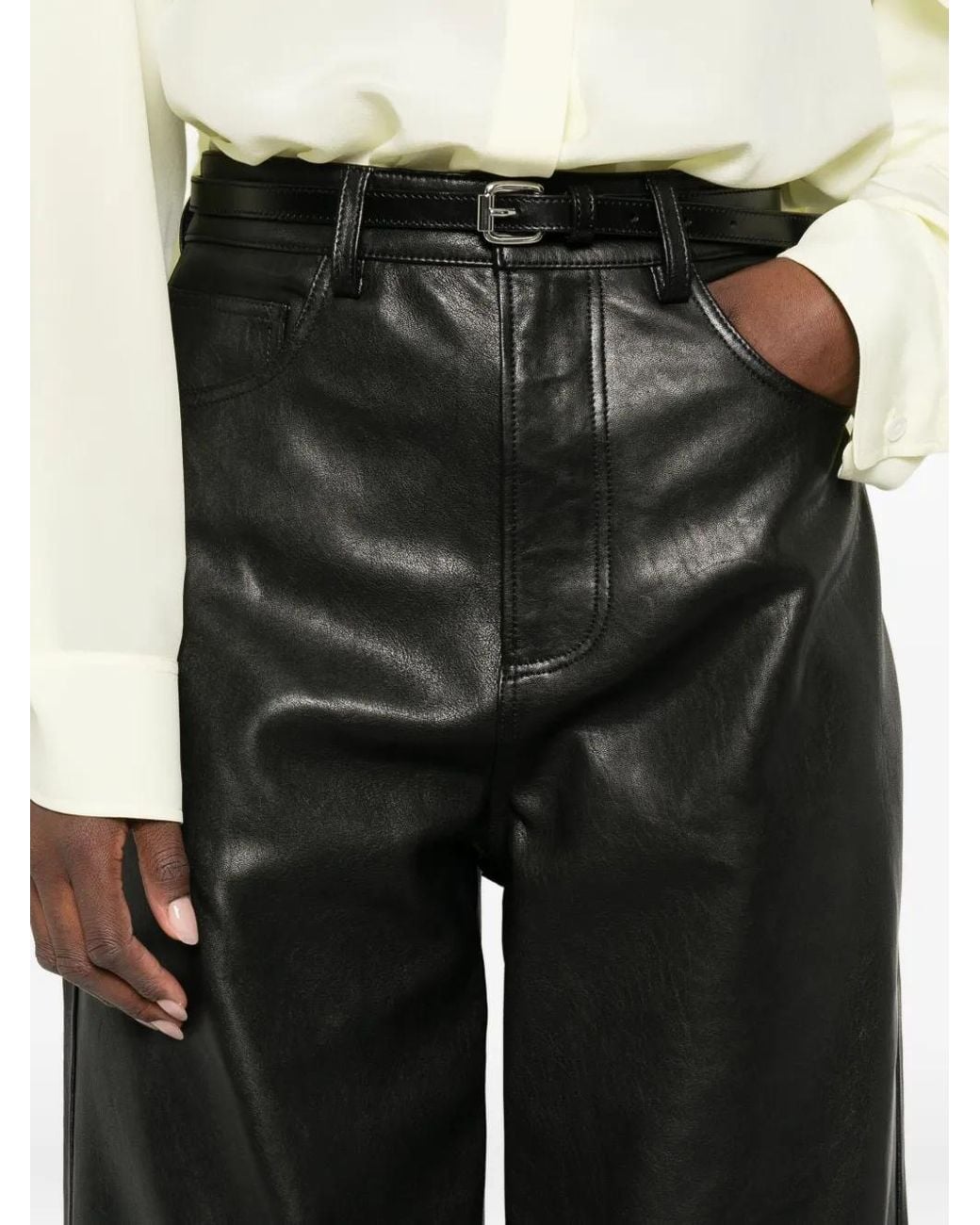 Rohe Black Baggy Leather Trousers