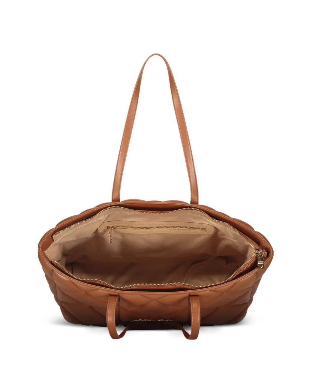 Love Moschino Brown Quilted-Pattern Tote Bag