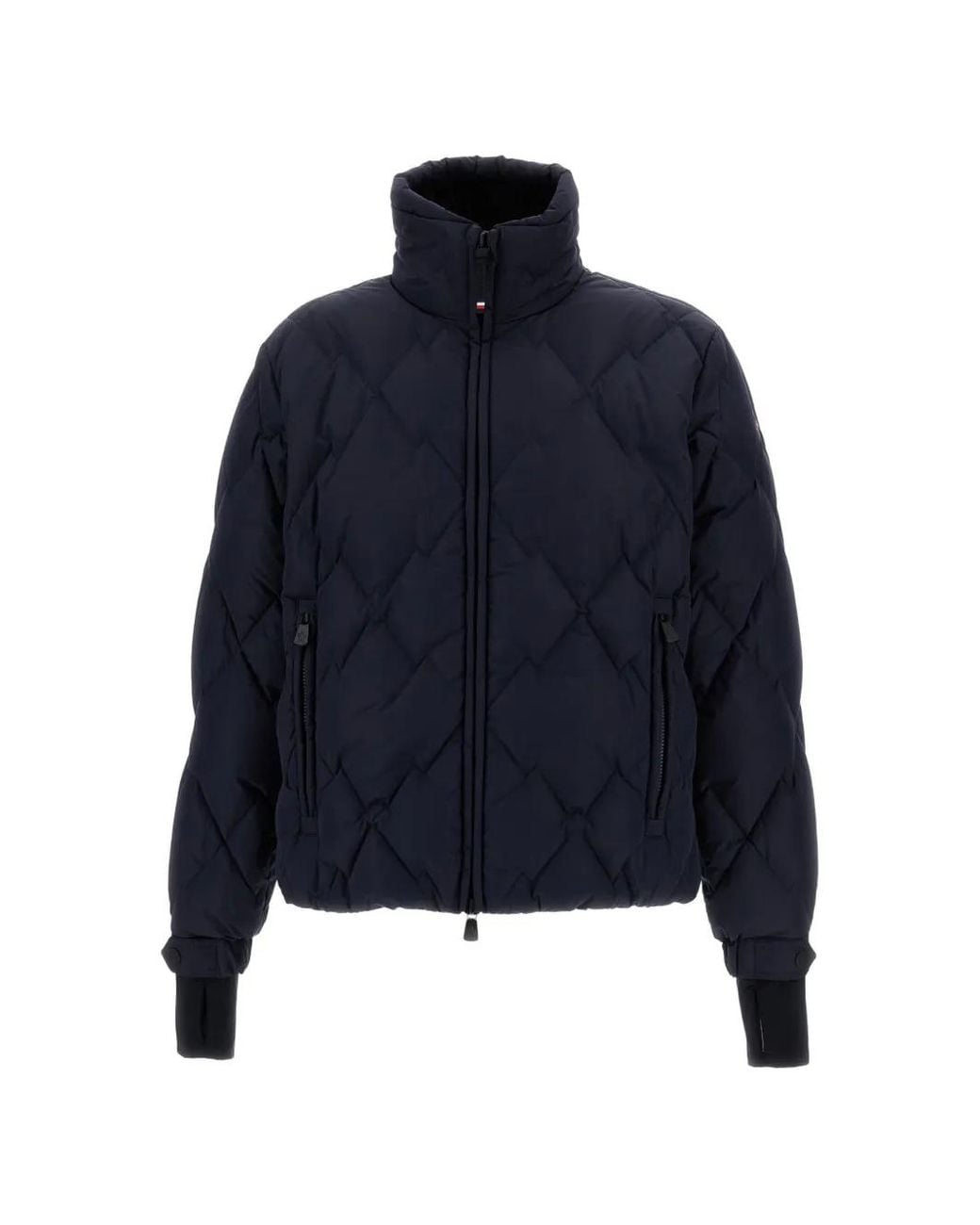Moncler Blue Quilted High-Neck Jacket for men