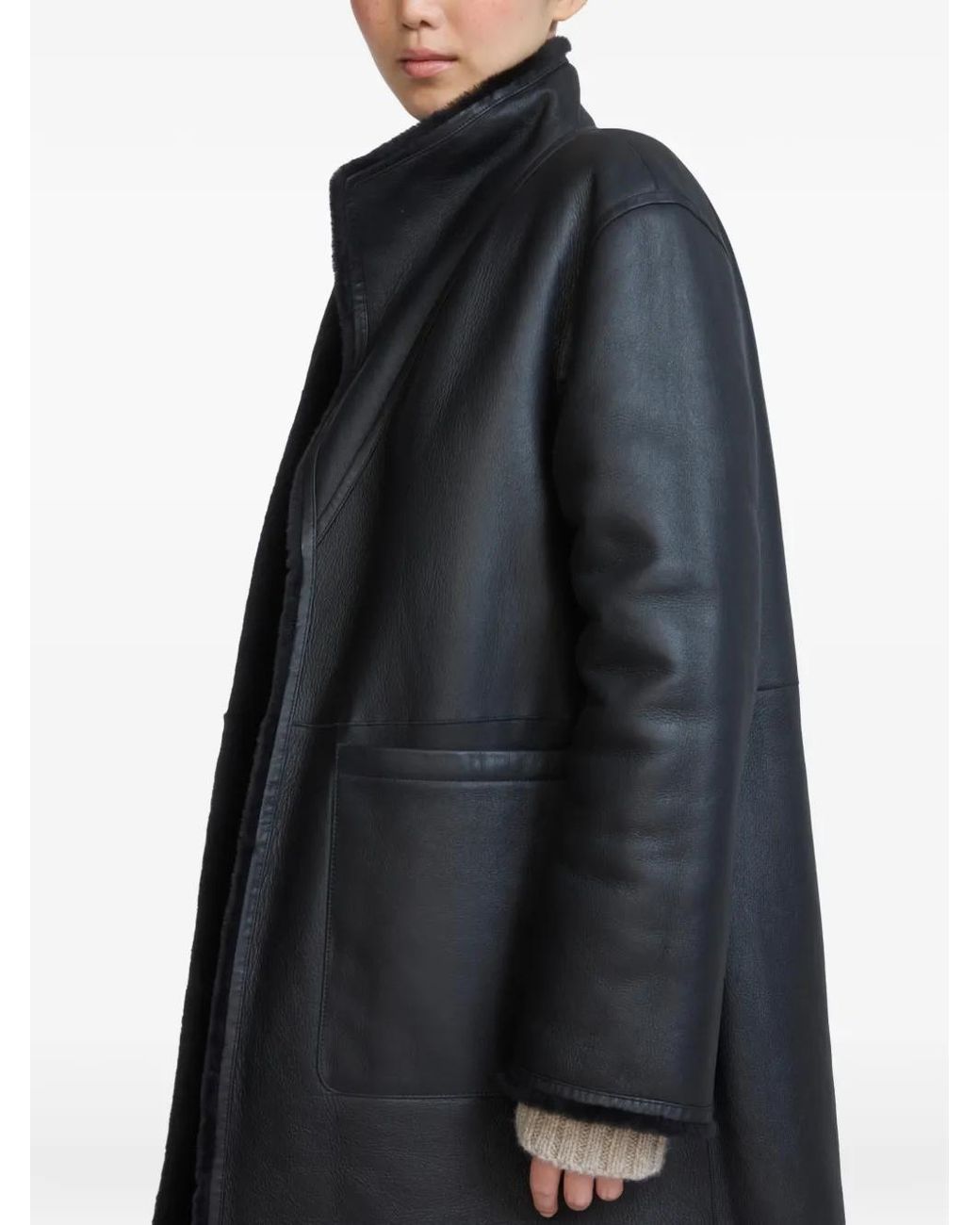 Yves Salomon Black Reversible Shearling Coat