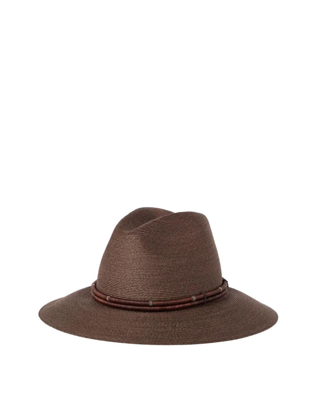 Brunello Cucinelli Brown Woven Fedora Hat