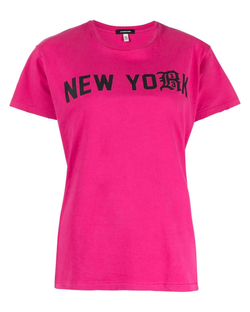 R13 Pink Text-Print Cotton T-Shirt