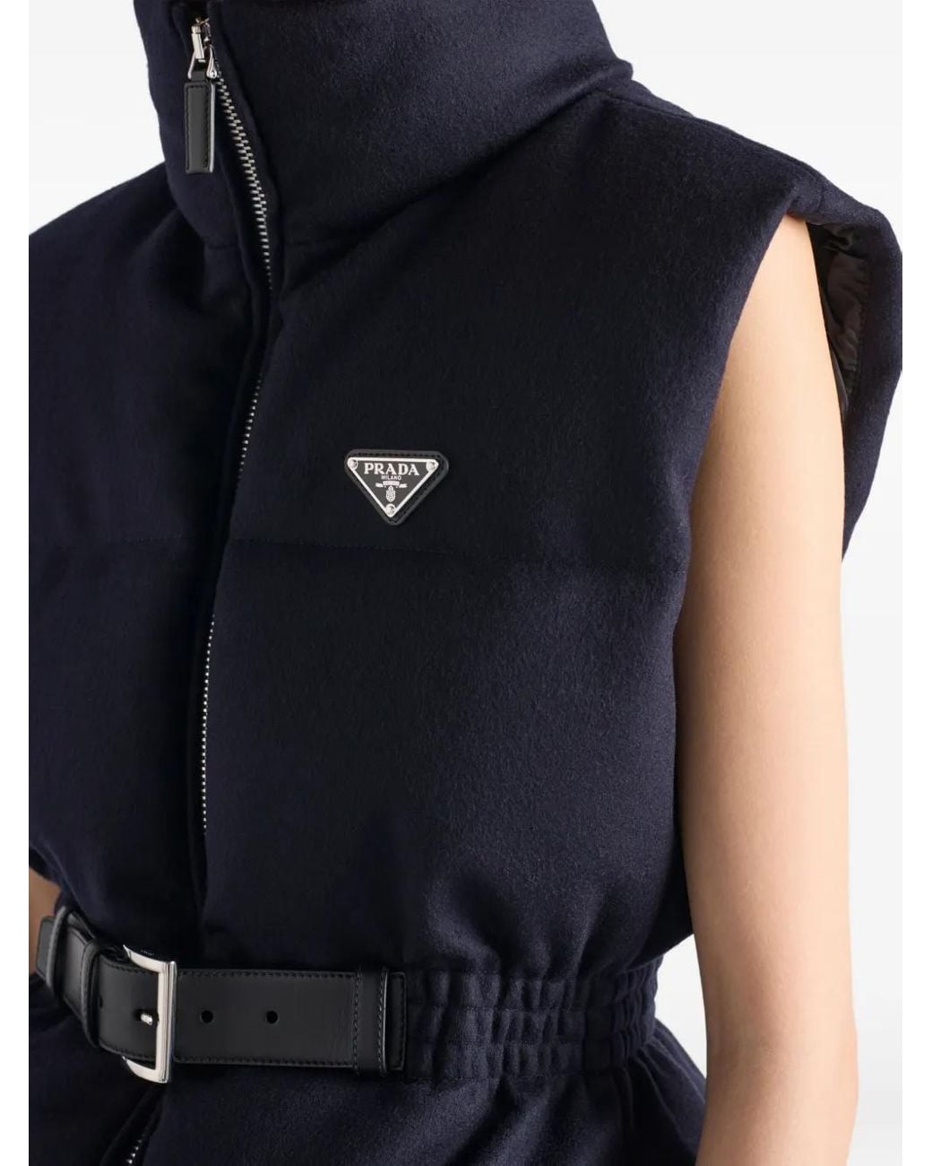 Chaleco Acolchado Con Logo Prada de color Blue