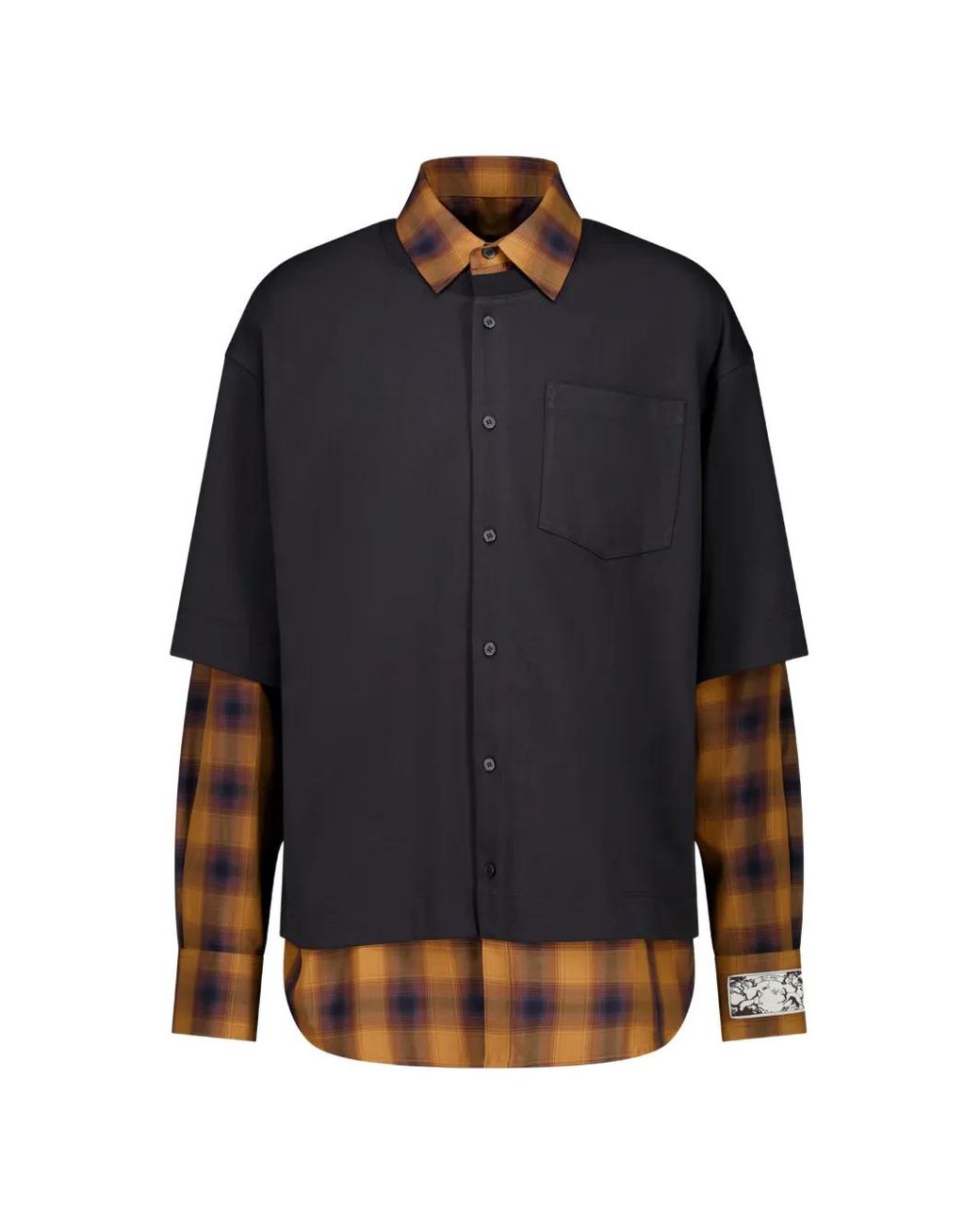 we11done Blue Flannel Check-Pattern Shirt for men