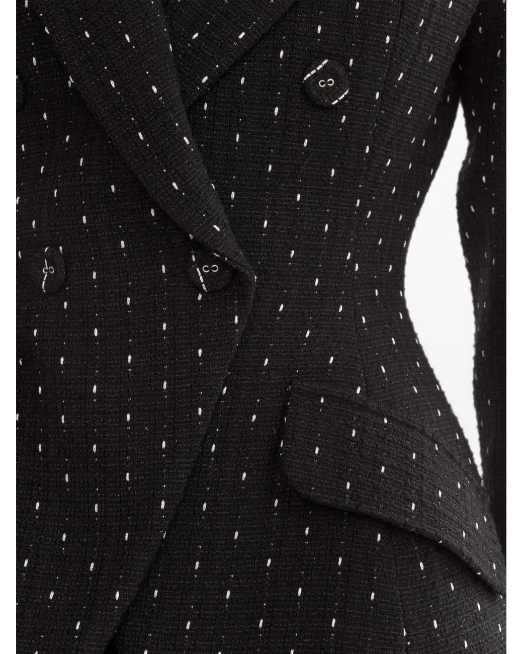 Nissa Black Single-Breasted Boucle Blazer