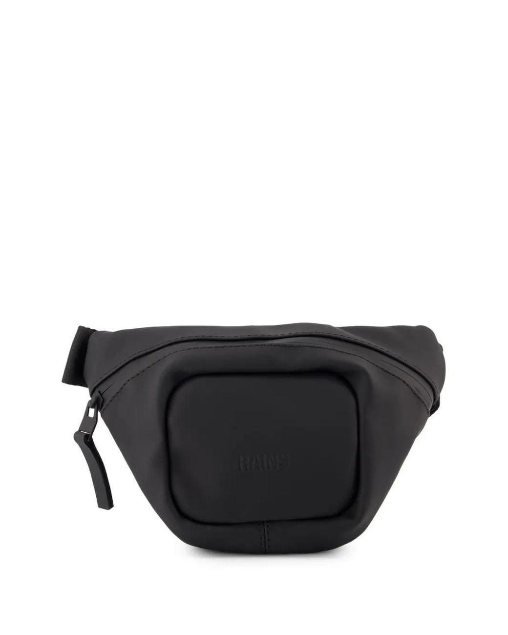 Rains Black Embossed Logo Belt Bag With Adjustable Strap