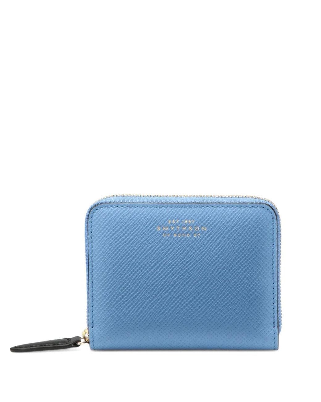 Smythson Blue Small Panama Zip-Around Wallet