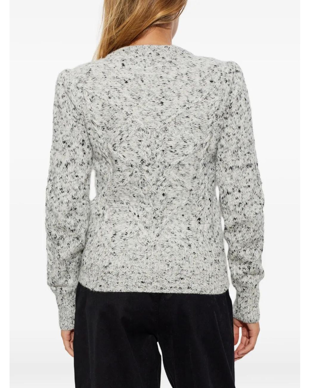 Isabel Marant Gray Anastasia Button-Embellished Cable-Knit Sweater