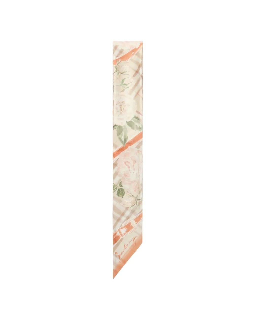Burberry White Skinny Rose Check Silk Scarf