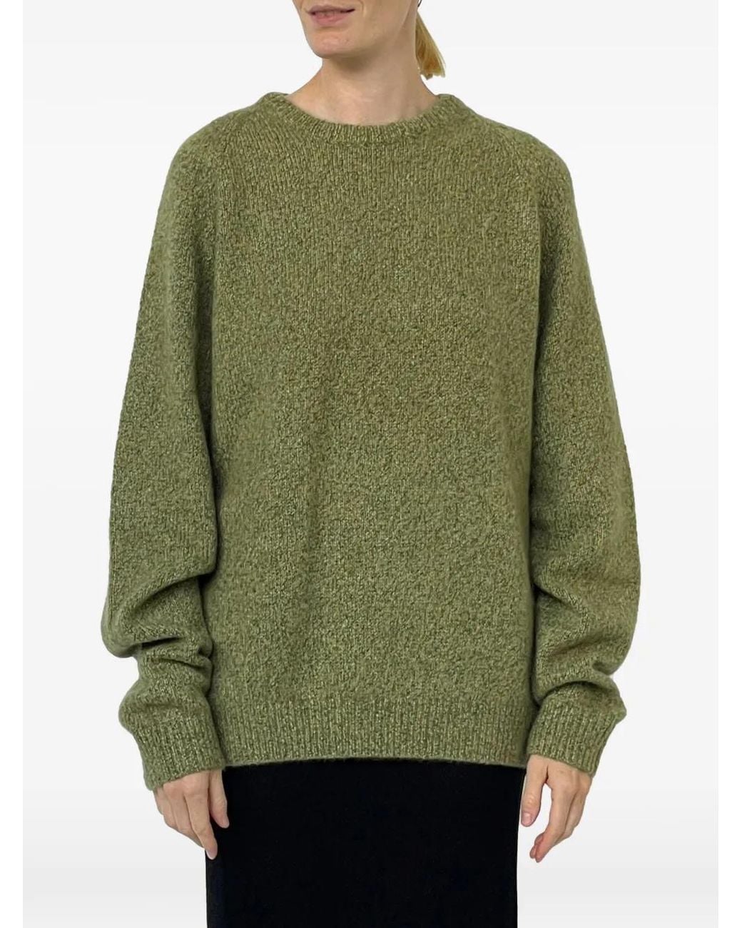 Frenckenberger Green Marl-Knit Crew-Neck Sweater