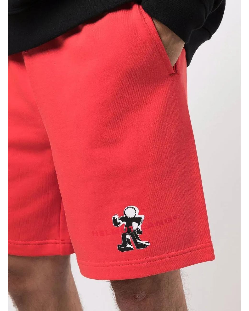 Helmut Lang Red Logo-Detail Track Shorts for men