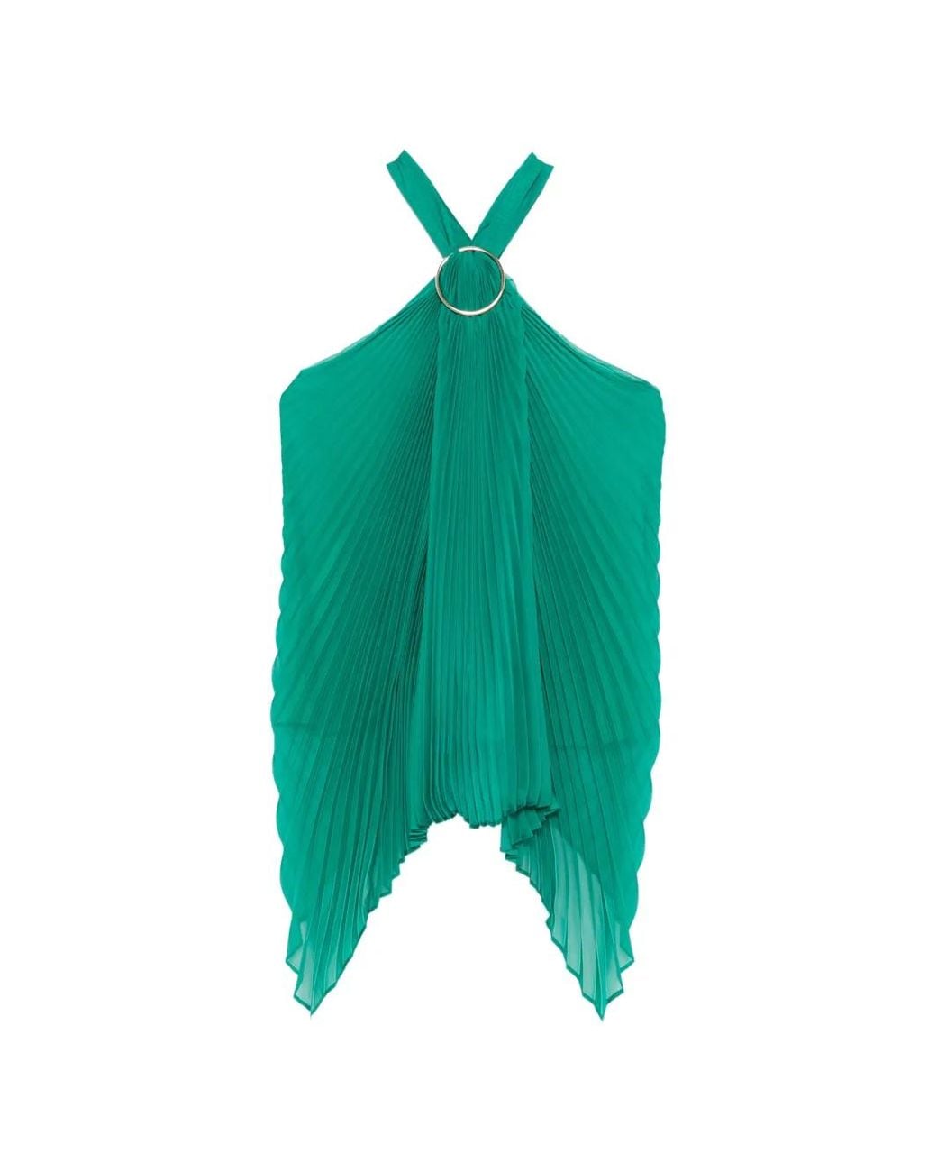 Max Mara Green Mxevalzer Ring Pleated Top