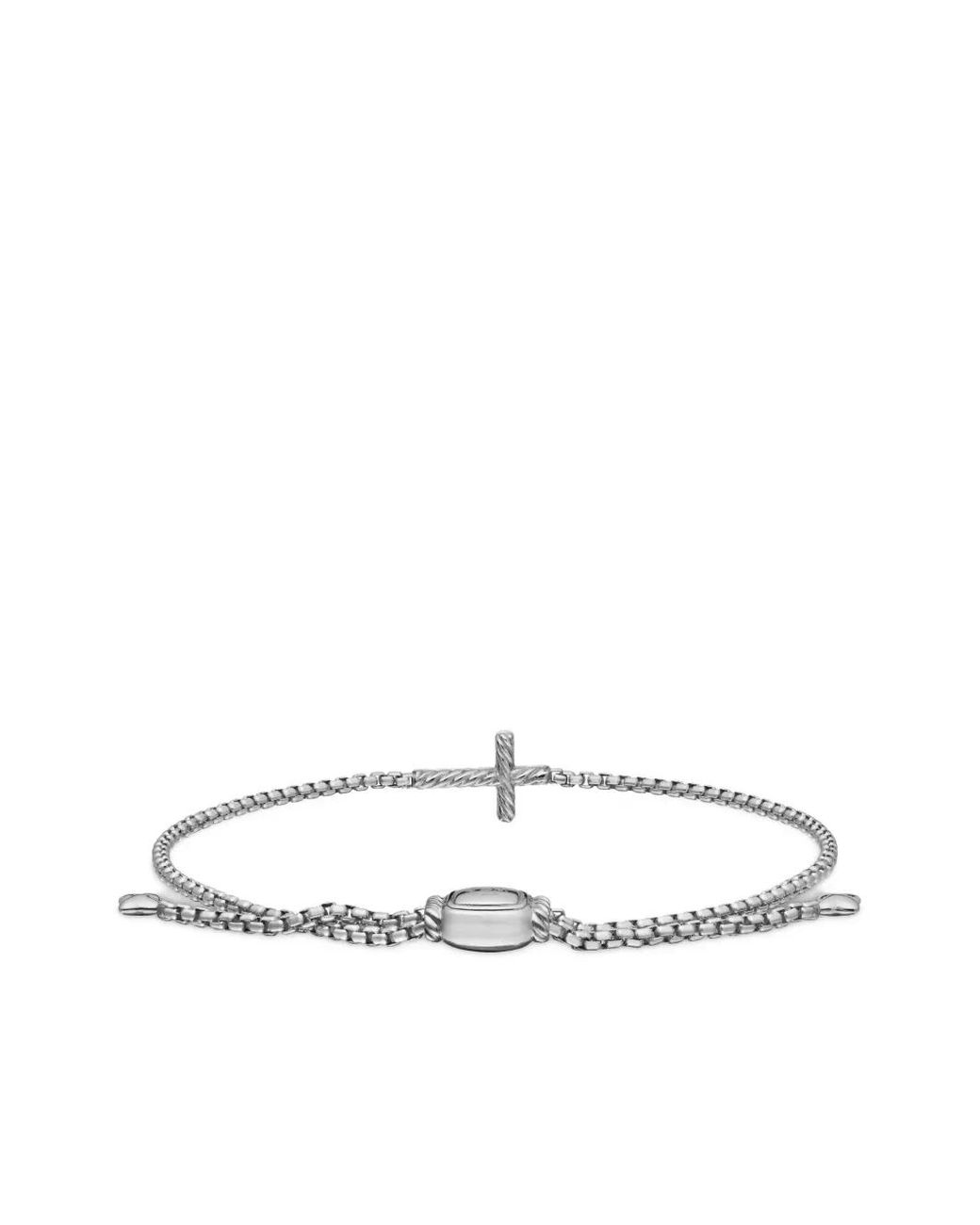 David Yurman White Sterling Petite Pavé Cross Chain Bracelet (1.7Mm)