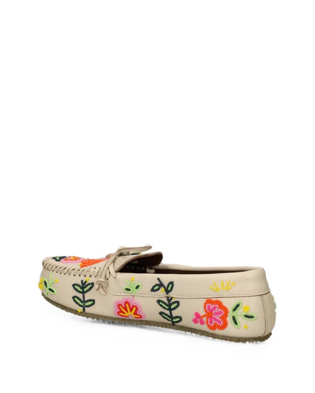 De Siena Shoes White Arianna Bead-Embellished Leather Loafers